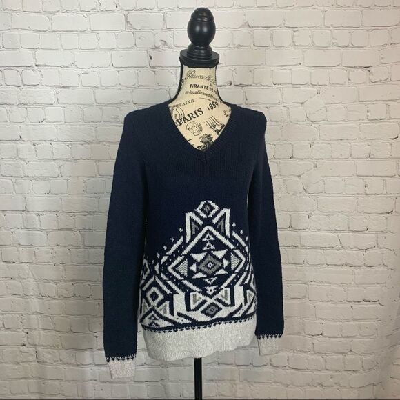 Hollister Geometric V Neck Sweater size XS Black and Gray - Picture 1 of 6